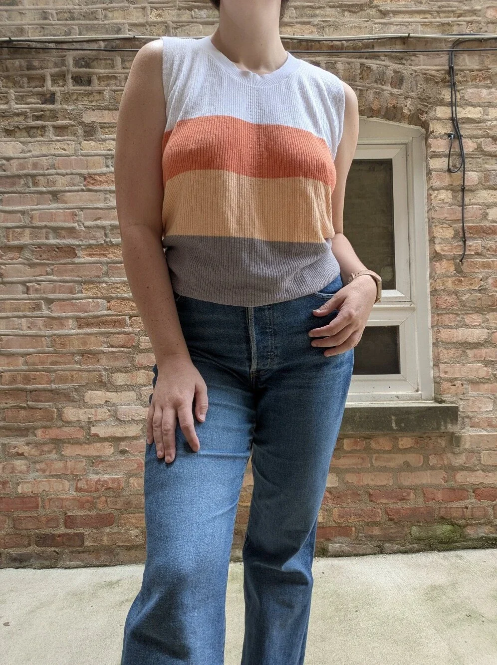 colorblock knit sleeveless top